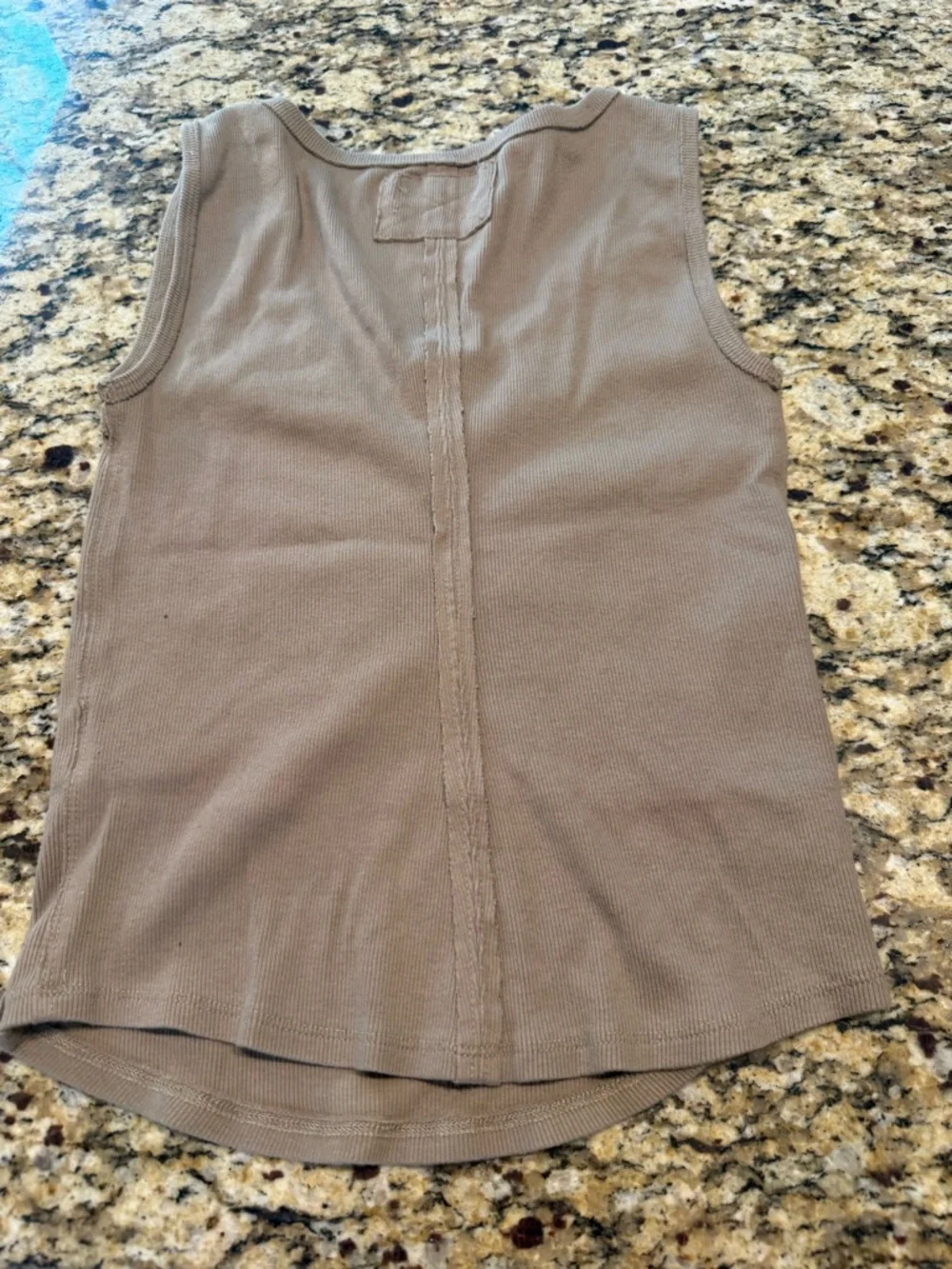 We The Free Ribbed Scoop Tank in Taupe - Picture 3 of 3